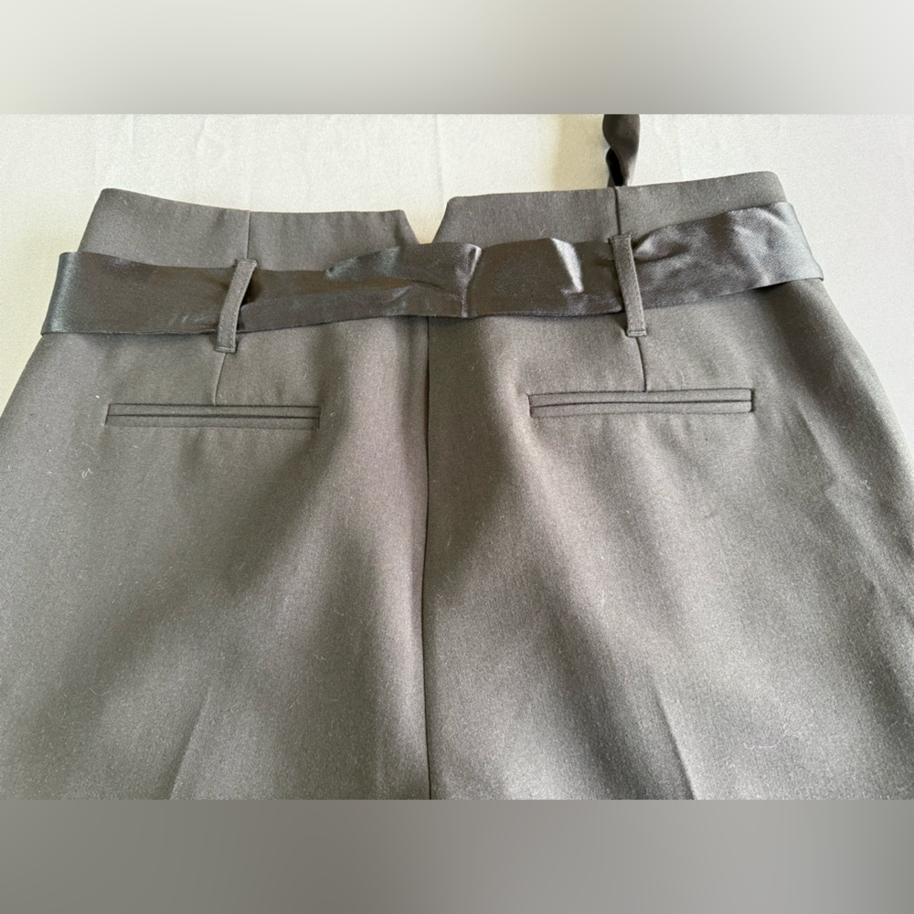 ME+EM Black Tie Waist Cropped Dress Pants Size 12 Satin Stripe Slim Career Chic - Picture 11 of 12